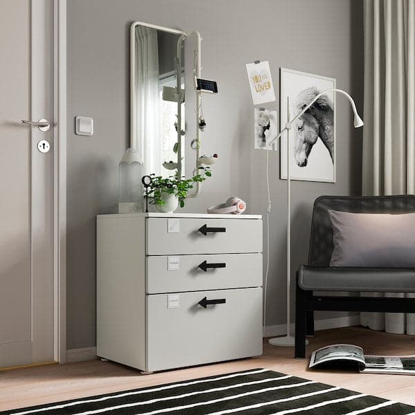 SMÅSTAD / PLATSA - Chest of 3 drawers, white/grey, 60x42x63 cm - best price from Maltashopper.com 29420171