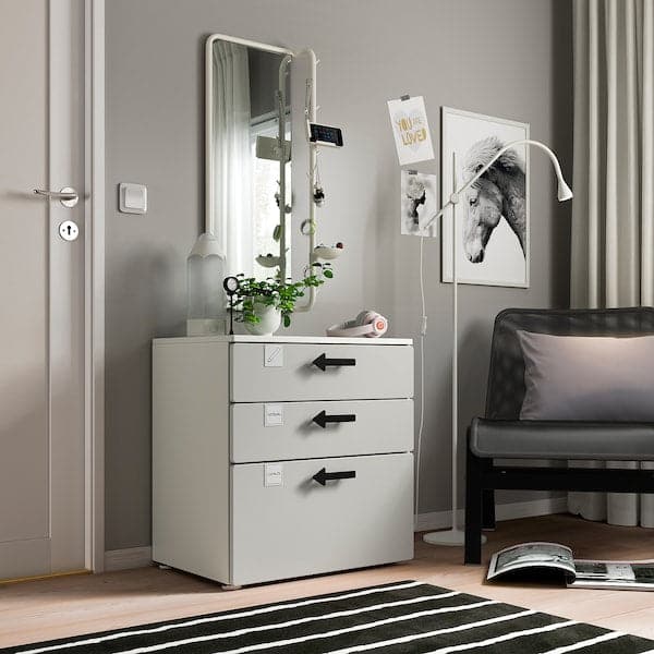 Ikea SMÅSTAD / PLATSA - Chest of 3 drawers, white/grey, 60x42x63 cm