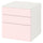 SMÅSTAD / PLATSA - Chest of 3 drawers, white/pale pink, 60x57x63 cm