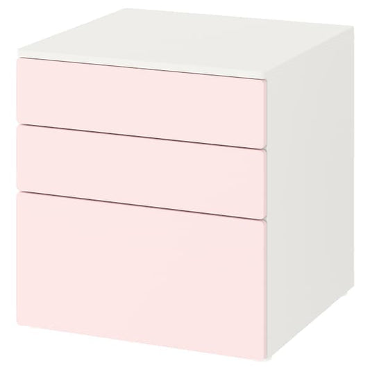 Ikea SMÅSTAD / PLATSA - Chest of 3 drawers, white/pale pink, 60x57x63 cm