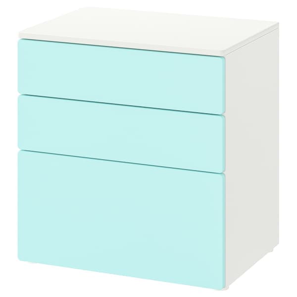 SMÅSTAD / PLATSA - Chest of 3 drawers, white/pale turquoise, 60x42x63 cm - best price from Maltashopper.com 09420153