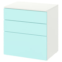 SMÅSTAD / PLATSA - Chest of 3 drawers, white/pale turquoise, 60x42x63 cm - best price from Maltashopper.com 09420153