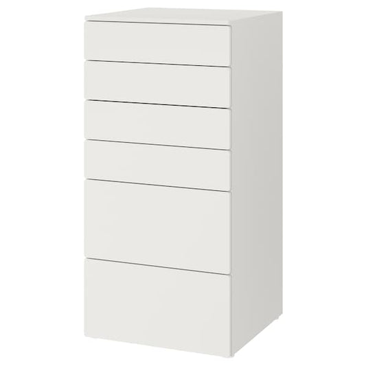 Ikea SMÅSTAD / PLATSA - Chest of 6 drawers, white/white, 60x57x123 cm