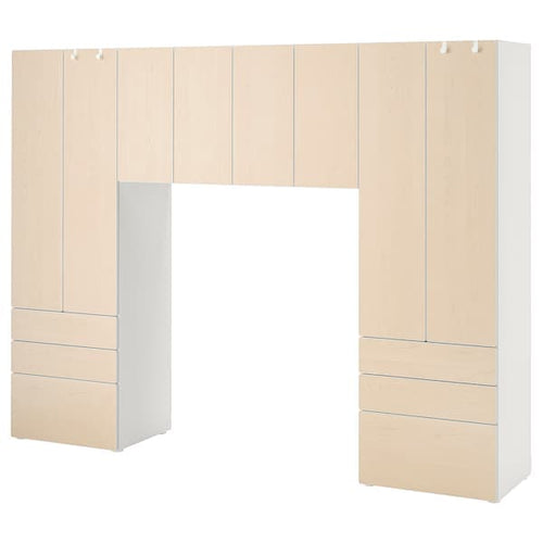 SMÅSTAD / PLATSA - Storage combination, white/birch, 240x42x181 cm