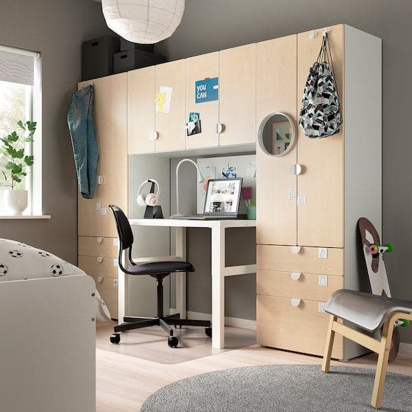 Ikea SMÅSTAD / PLATSA - Storage combination, white/birch, 240x42x181 cm