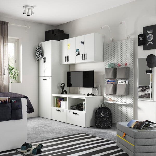 SMÅSTAD / PLATSA - Storage combination, white white/with pull-out, 180x57x196 cm - best price from Maltashopper.com 49428840