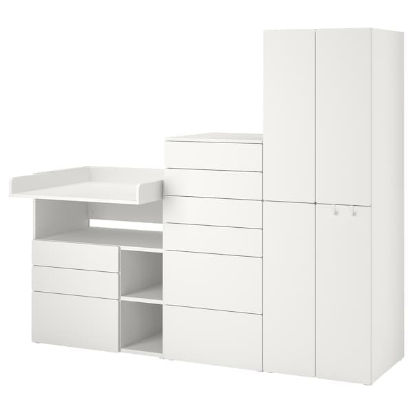 SMÅSTAD / PLATSA - Storage combination, white white/with changing table, 210x79x181 cm - best price from Maltashopper.com 99428748