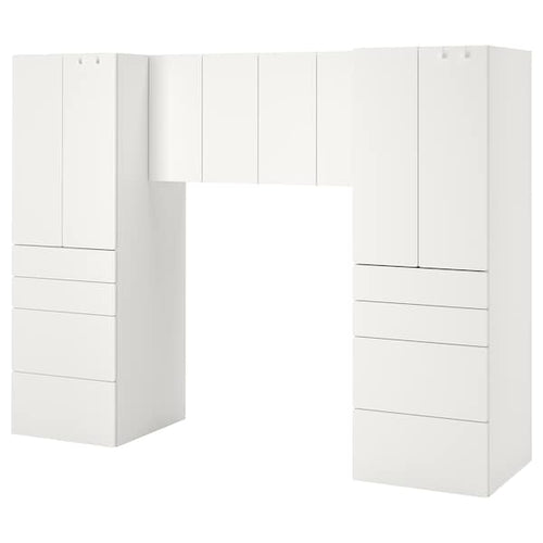 SMÅSTAD / PLATSA - Storage combination, white/white, 240x57x181 cm