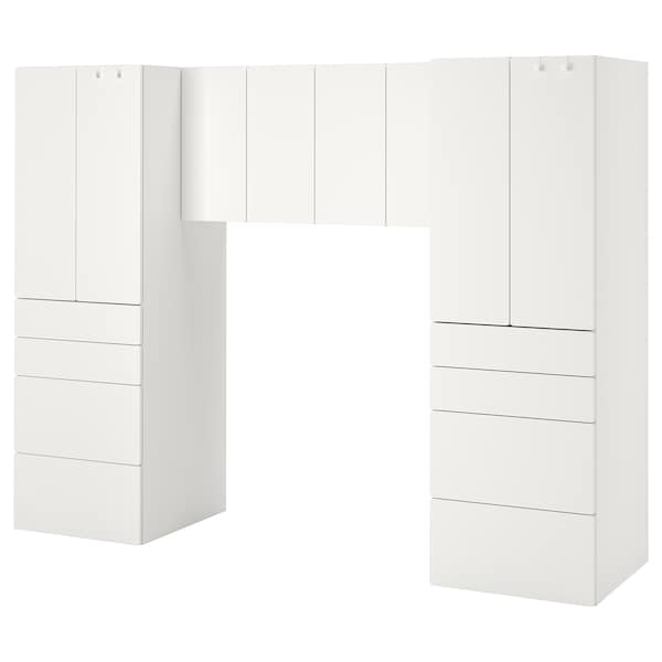 SMÅSTAD / PLATSA - Storage combination, white/white, 240x57x181 cm