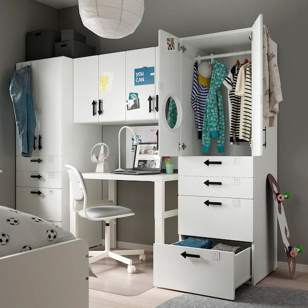 Ikea SMÅSTAD / PLATSA - Storage combination, white/white, 240x57x181 cm