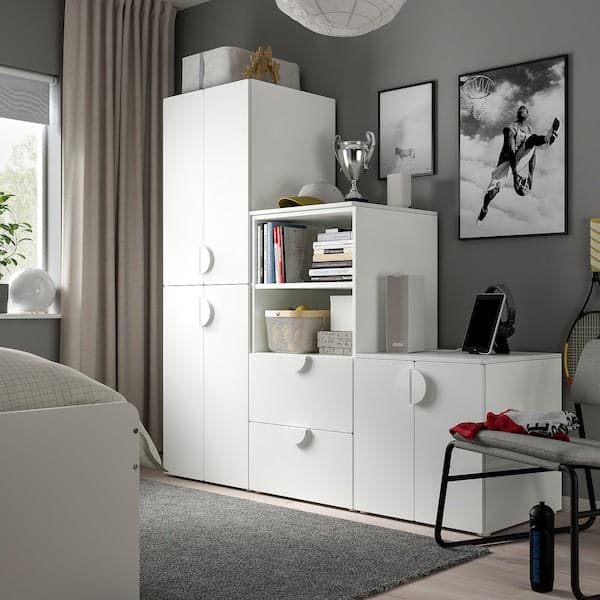 Ikea SMÅSTAD / PLATSA - Storage combination, white/white, 180x57x181 cm