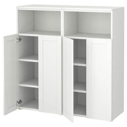 SMÅSTAD / PLATSA - Storage combination, white/with frame with 6 shelves, 120x42x123 cm
