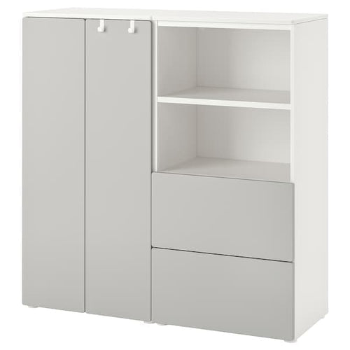 SMÅSTAD / PLATSA - Storage combination, white/grey, 120x42x123 cm