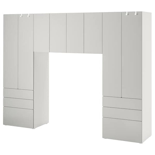 SMÅSTAD / PLATSA - Storage combination, white/grey, 240x42x181 cm