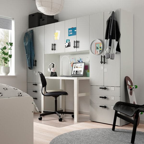 SMÅSTAD / PLATSA - Storage combination, white/grey, 240x42x181 cm - best price from Maltashopper.com 09429016