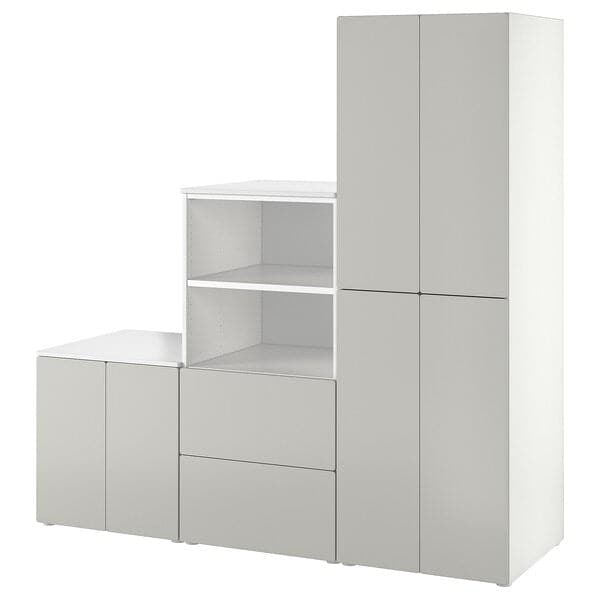 SMÅSTAD / PLATSA - Storage combination, white/grey, 180x57x181 cm - best price from Maltashopper.com 59487626