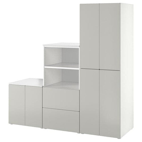 SMÅSTAD / PLATSA - Storage combination, white/grey, 180x57x181 cm