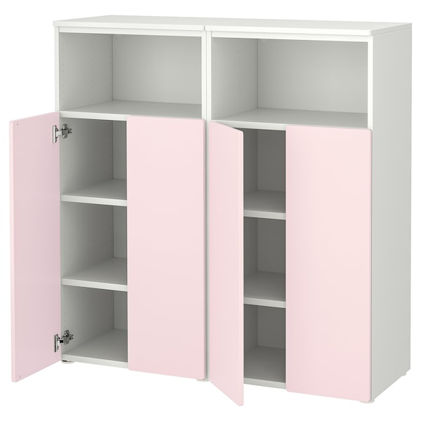 SMÅSTAD / PLATSA - Storage combination, white/pale pink with 6 shelves, 120x42x123 cm - best price from Maltashopper.com 99549632