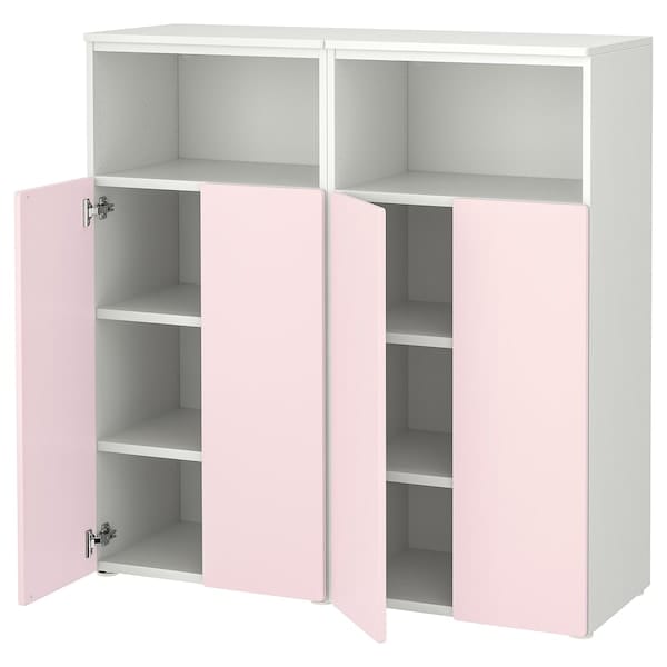 Ikea SMÅSTAD / PLATSA - Storage combination, white/pale pink with 6 shelves, 120x42x123 cm