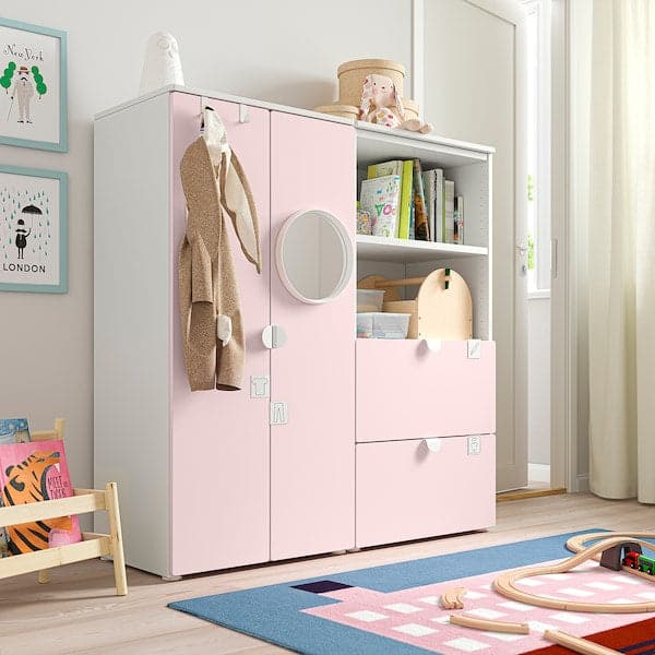 SMÅSTAD / PLATSA - Storage combination, white/pale pink, 120x42x123 cm - best price from Maltashopper.com 59428887