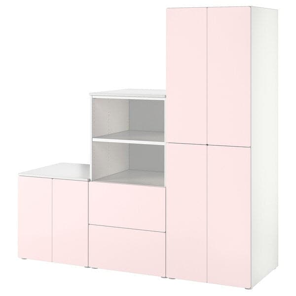 SMÅSTAD / PLATSA - Storage combination, white/pale pink, 180x57x181 cm - best price from Maltashopper.com 59486108
