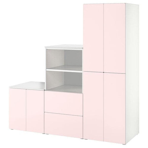 SMÅSTAD / PLATSA - Storage combination, white/pale pink, 180x57x181 cm
