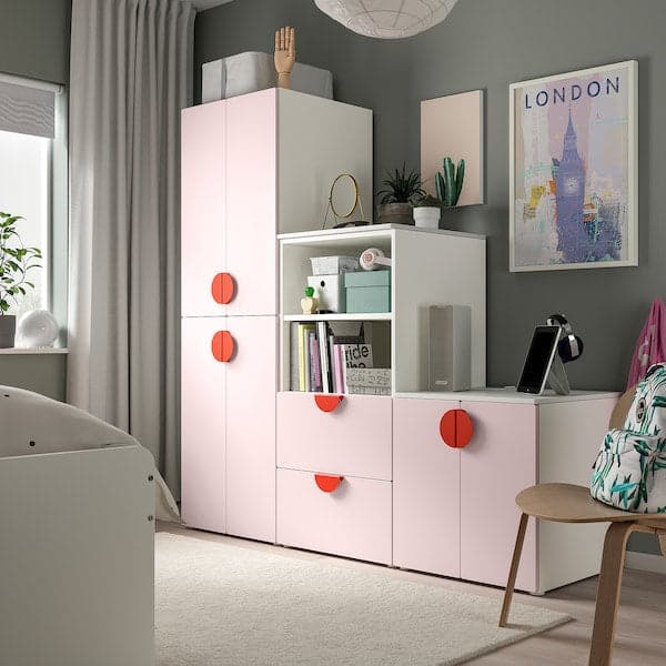 SMÅSTAD / PLATSA - Storage combination, white/pale pink, 180x57x181 cm - best price from Maltashopper.com 59486108