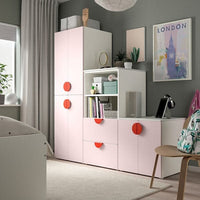 SMÅSTAD / PLATSA - Storage combination, white/pale pink, 180x57x181 cm - best price from Maltashopper.com 59486108