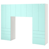 SMÅSTAD / PLATSA - Storage combination, white/pale turquoise, 240x42x181 cm - best price from Maltashopper.com 09429002