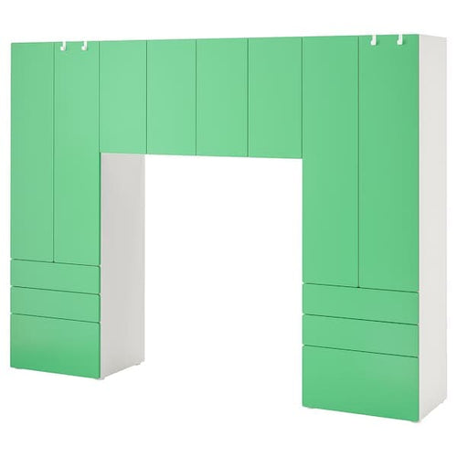 SMÅSTAD / PLATSA - Storage combination, white/green, 240x42x181 cm