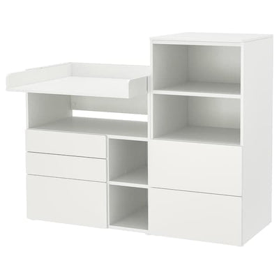 SMÅSTAD / PLATSA - Changing table, white white/with bookcase, 150x79x123 cm - best price from Maltashopper.com 99483909