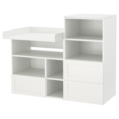 SMÅSTAD / PLATSA - Changing table, white with frame/with bookcase, 150x79x123 cm - best price from Maltashopper.com 49483978