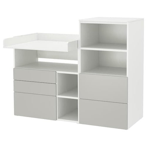 SMÅSTAD / PLATSA - Changing table, white grey/with bookcase, 150x79x123 cm