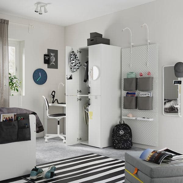 SMÅSTAD / PLATSA - Wardrobe, white birch/with 2 clothes rails, 60x57x181 cm - best price from Maltashopper.com 19430482