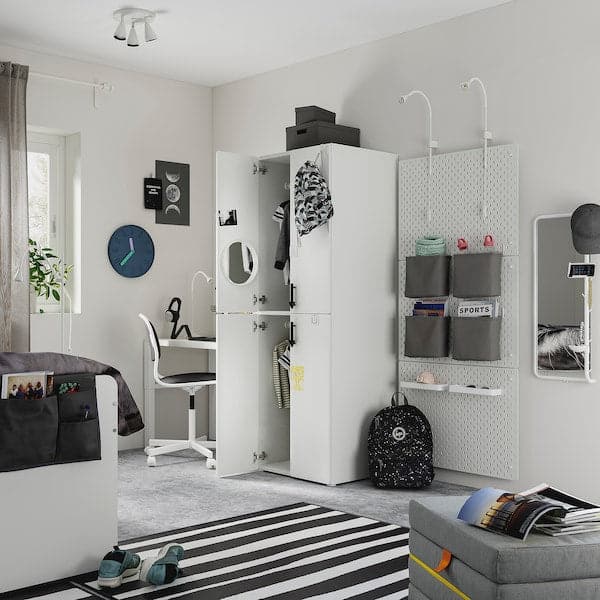 SMÅSTAD / PLATSA - Wardrobe, white birch/with 2 clothes rails, 60x57x181 cm - Premium Armoires & Wardrobes from Ikea - Just €227.99! Shop now at Maltashopper.com