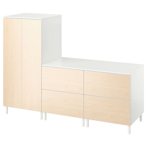 Ikea SMÅSTAD / PLATSA - Wardrobe, white birch/with 2 chest of drawers, 180x57x133 cm