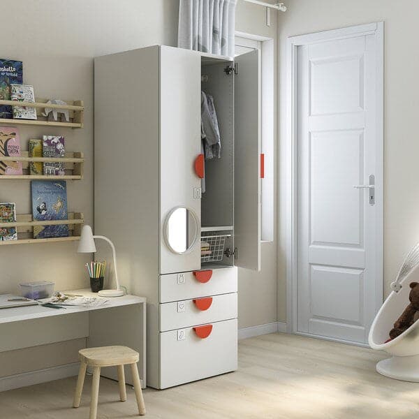 Ikea SMÅSTAD / PLATSA - Wardrobe, white/birch with 3 drawers, 60x57x181 cm