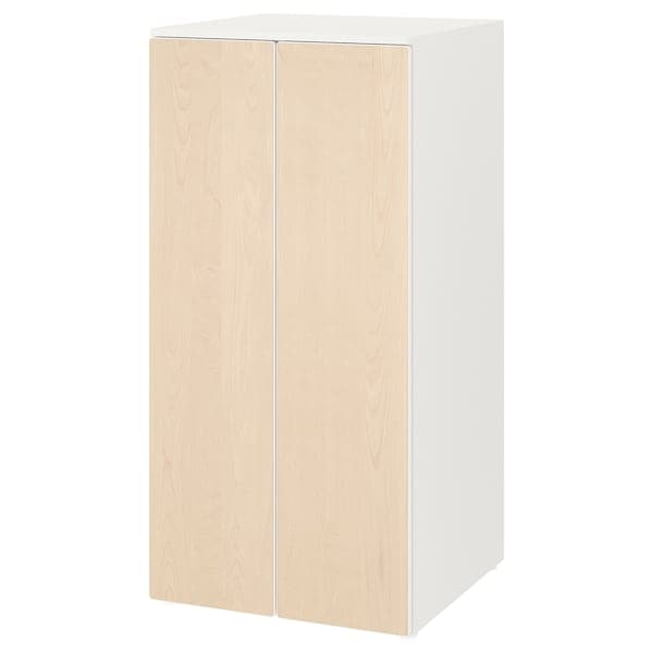 Ikea SMÅSTAD / PLATSA - Wardrobe, white birch/with 3 shelves, 60x57x123 cm
