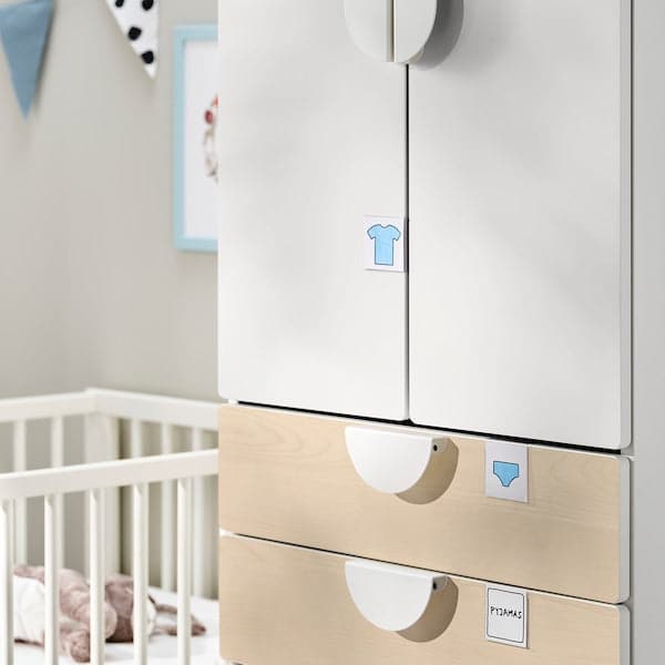 Ikea SMÅSTAD / PLATSA - Wardrobe, white/birch with 4 drawers, 60x57x181 cm