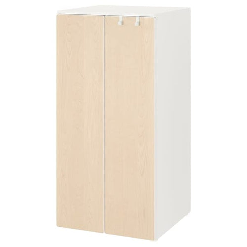 SMÅSTAD / PLATSA - Wardrobe, white/birch, 60x57x123 cm