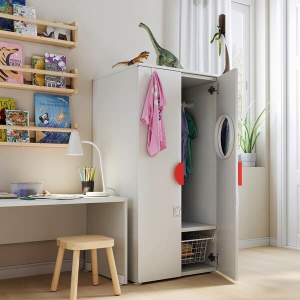 SMÅSTAD / PLATSA - Wardrobe, white/birch