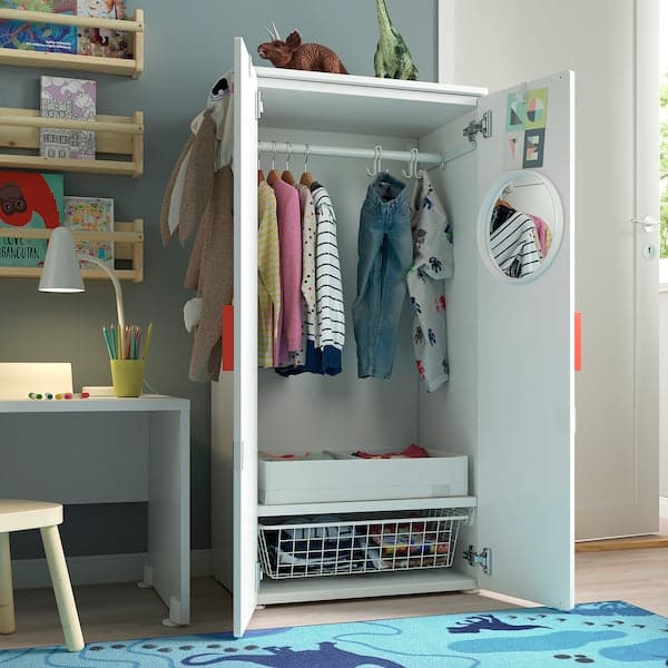 Ikea SMÅSTAD / PLATSA - Wardrobe, white/birch, 60x42x123 cm