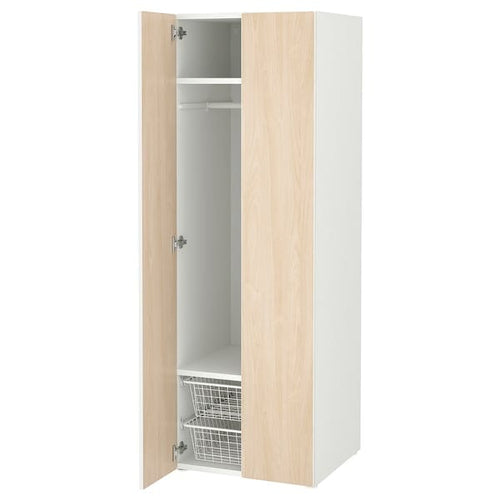 SMÅSTAD / PLATSA - Wardrobe, white/birch, 60x57x181 cm