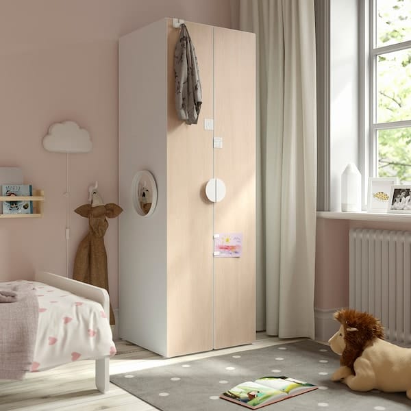 Ikea SMÅSTAD / PLATSA - Wardrobe, white/birch, 60x57x181 cm
