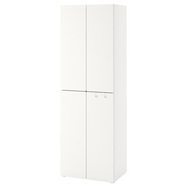 SMÅSTAD / PLATSA - Wardrobe, white white/with 2 clothes rails, 60x57x181 cm - best price from Maltashopper.com 99428277