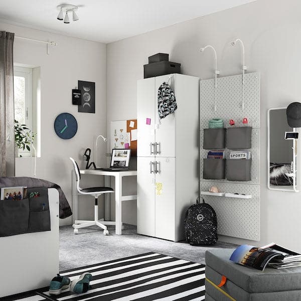 Ikea SMÅSTAD / PLATSA - Wardrobe, white white/with 2 clothes rails, 60x42x181 cm