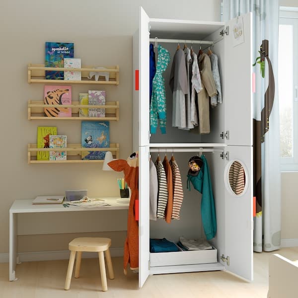 Ikea SMÅSTAD / PLATSA - Wardrobe, white white/with 2 clothes rails, 60x57x181 cm