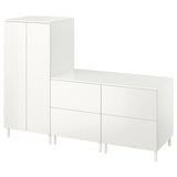 SMÅSTAD / PLATSA wardrobe, white white/with 2 chest of drawers, 180x57x133 cm