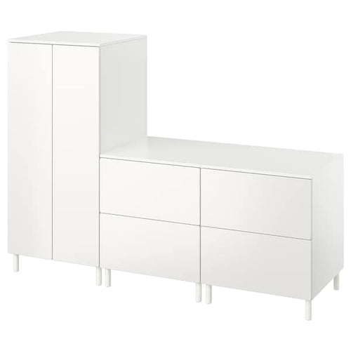 SMÅSTAD / PLATSA - Wardrobe, white white/with 2 chest of drawers, 180x57x133 cm