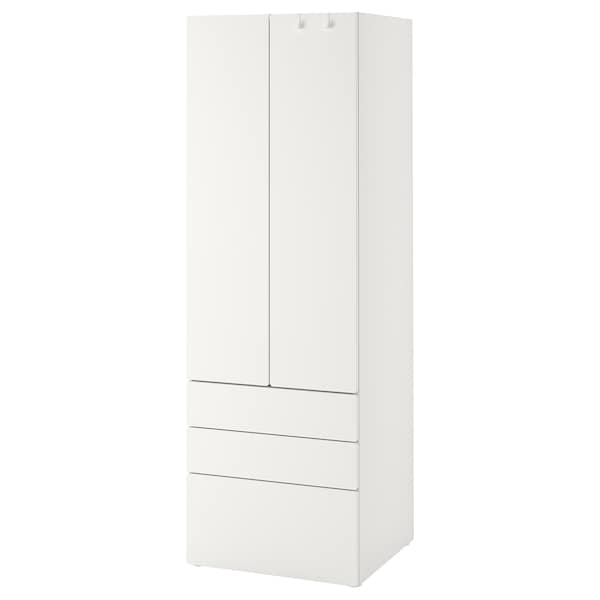 SMÅSTAD / PLATSA - Wardrobe, white white/with 3 drawers, 60x57x181 cm - best price from Maltashopper.com 89428310